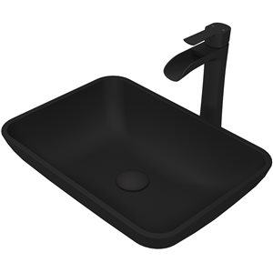 VIGO Sottile Matte Black Bathroom Sink - 18.13-in - Matte Black Faucet