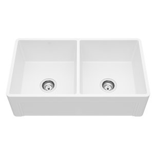Évier de cuisine double blanc mat Matte Stone de VIGO, 39 po x 25 po