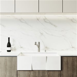 Évier de cuisine simple Matte Stone de VIGO, robinet en acier inoxydable, 36 po x 25 po