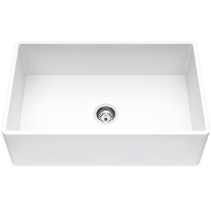 Évier de cuisine simple blanc mat Matte Stone de VIGO, 36 po x 25 po