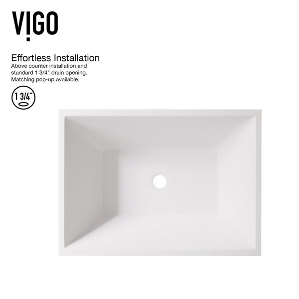 VIGO Vinca Matte White Bathroom Sink - Matte Gold Faucet