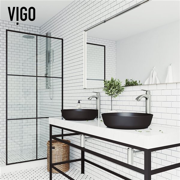 VIGO Modus Matte Black Bathroom Sink - Brushed Nickel Faucet
