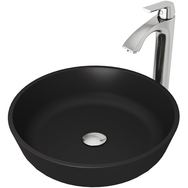 VIGO Modus Matte Black Bathroom Sink - Brushed Nickel Faucet