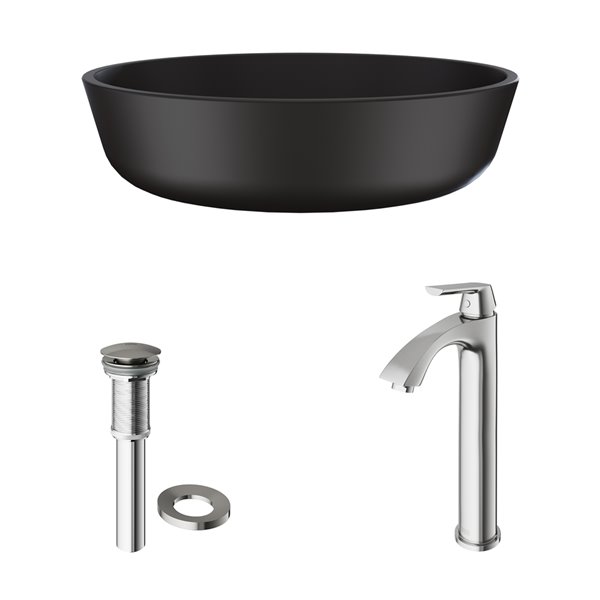 VIGO Modus Matte Black Bathroom Sink - Brushed Nickel Faucet