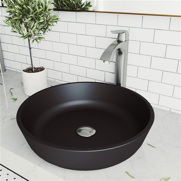 VIGO Modus Matte Black Bathroom Sink - Brushed Nickel Faucet