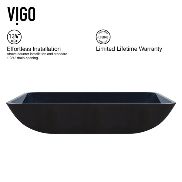 VIGO Glass&nbsp;13-in W x&nbsp;18-in L Blue Rectangle Vessel Bathroom Sink with Lexington Faucet and Drain - Brushed Nickel
