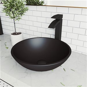 Lavabo de salle de bains noir mat Cavalli de VIGO, robinet noir mat, 15 po