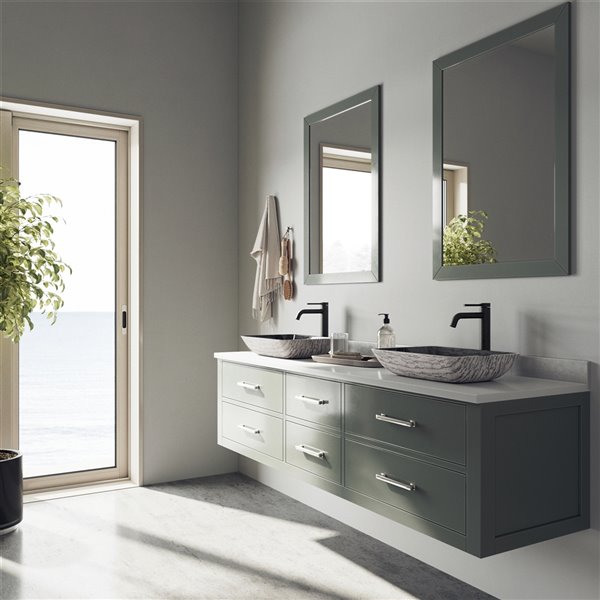 VIGO Glass&nbsp;13-in W x&nbsp;18-in L&nbsp;Titanium Rectangle Vessel Bathroom Sink with Lexington Faucet and Pop-Up - Matte Black