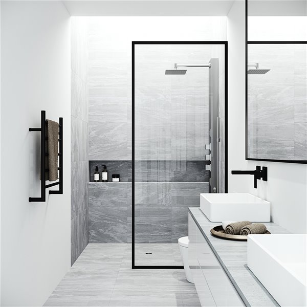 VIGO Rector&nbsp;55-in H x&nbsp;6-in W&nbsp;2-Jet High-Pressure Shower Panel System w/ Square Fixed Rain Shower Head - Stainless Steel