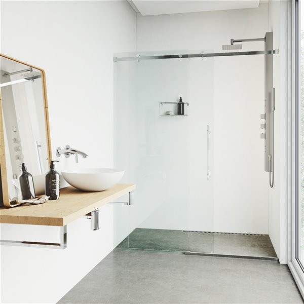 VIGO Rector&nbsp;55-in H x&nbsp;6-in W&nbsp;2-Jet High-Pressure Shower Panel System w/ Square Fixed Rain Shower Head - Stainless Steel