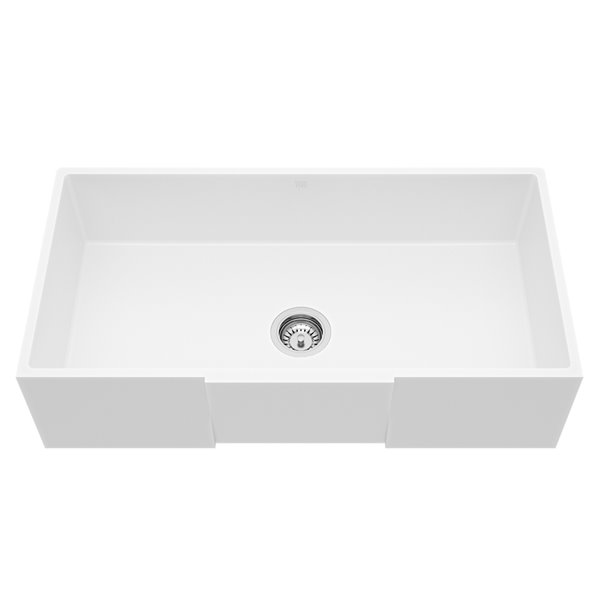 VIGO Farmhouse Kitchen Sink 36" in Matte White with Drain