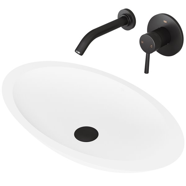 VIGO Wisteria Bathroom Sink - 23.13-in - Matte Black Faucet