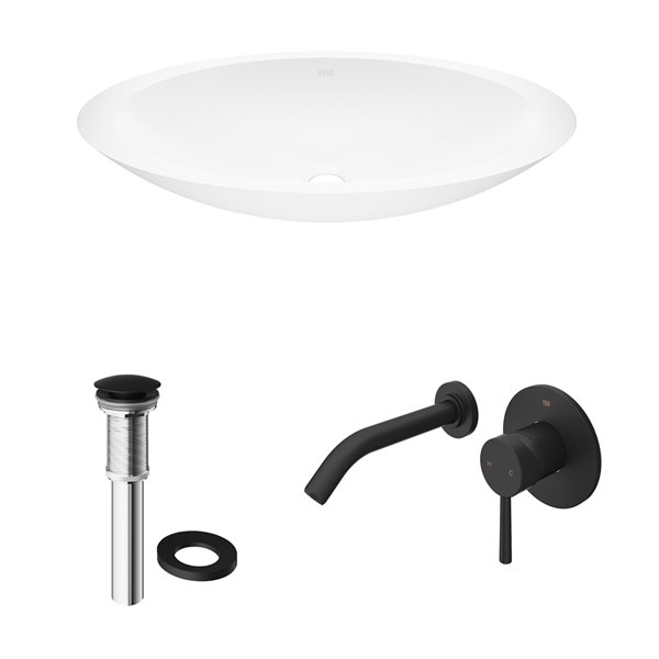 VIGO Wisteria Bathroom Sink - 23.13-in - Matte Black Faucet
