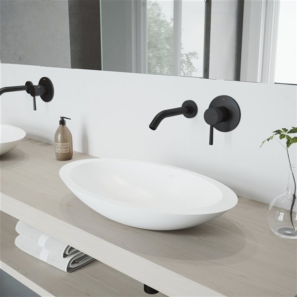 VIGO Wisteria Bathroom Sink - 23.13-in - Matte Black Faucet