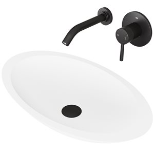 Lavabo de salle de bains Wisteria de VIGO, robinet noir mat, 23,13 po