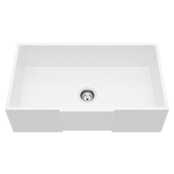 VIGO Farmhouse Kitchen Sink 33" in Matte White with Drain