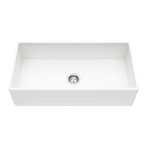 Évier de cuisine simple blanc Matte Stone de VIGO, 41 po x 24 po