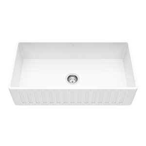 Évier de cuisine simple blanc mat Matte Stone de VIGO, 41 po x 24 po
