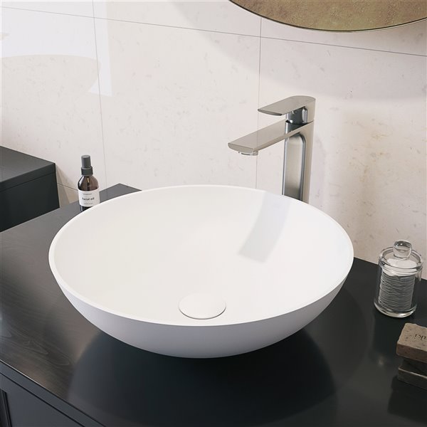 VIGO Lotus Bathroom Sink - 16-in - Matte White