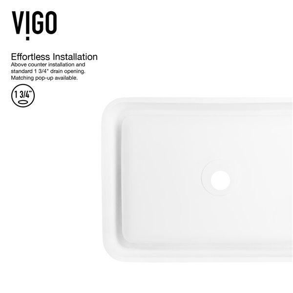 VIGO Petunia Matte White Bathroom Sink - Matte Gold Faucet