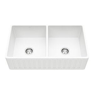Évier de cuisine double Matte Stone de VIGO, 39 po x 25 po, blanc mat
