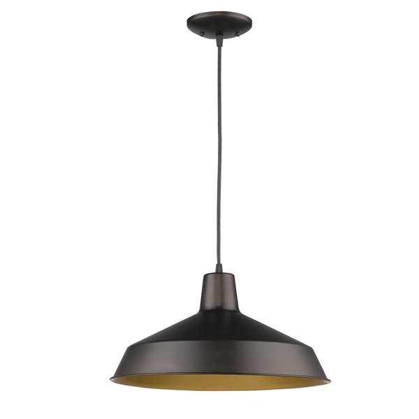 Luminaire suspendu Alcove de Acclaim Lighting à 1 lumière, bronze et intérieur or, 15.75 po