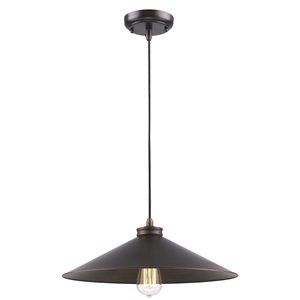 Acclaim Lighting Alcove Pendant Light with Raw Brass inside - 1-Light - Oil-Rubbed Bronze - 17-in