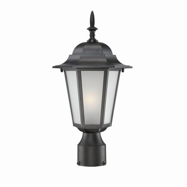 Acclaim Lighting Camelot 1-Light Post-Mounted Black Lantern with Frosted Glass