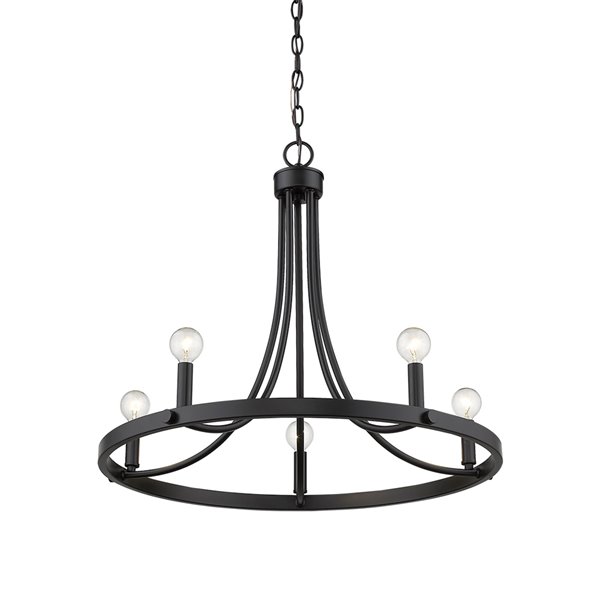 Lustre Sawyer de Acclaim Lighting à 5 lumières, fini mat noir