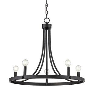 Lustre Sawyer de Acclaim Lighting à 5 lumières, fini mat noir