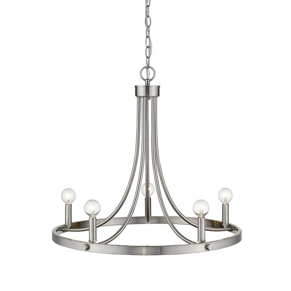 Lustre Sawyer de Acclaim Lighting à 5 lumières, fini nickel satiné