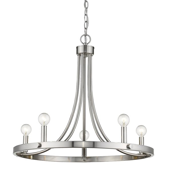 Lustre Sawyer de Acclaim Lighting à 5 lumières, fini nickel satiné