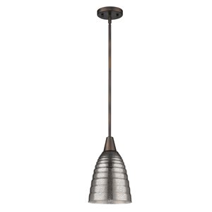 Acclaim Lighting Brielle Mini-Pendant Light with Relievo Glass Shade 1-Light - Oil-Rubbed Bronze