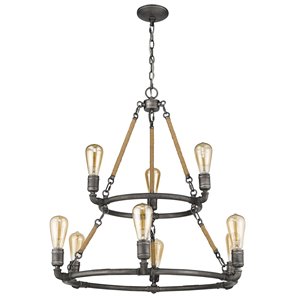 Acclaim Lighting Grayson Chandelier - 9-Light - Antique Gray