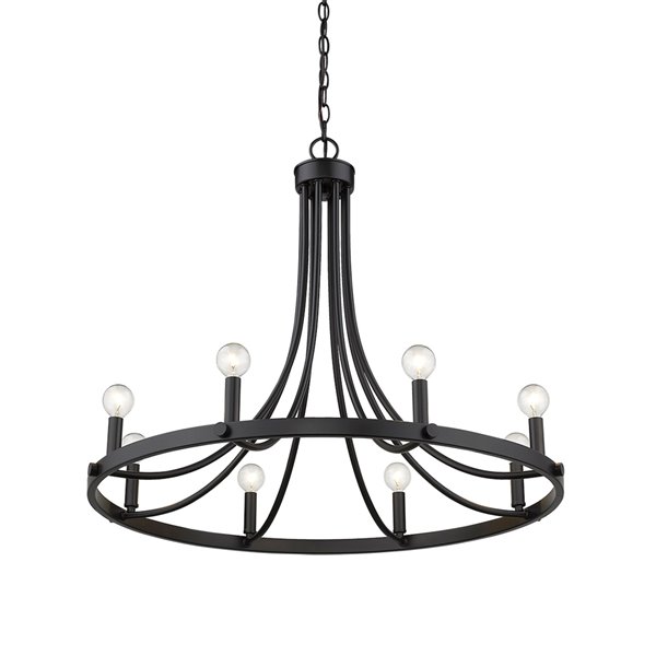 Lustre Sawyer de Acclaim Lighting à 8 lumières, fini noir mat