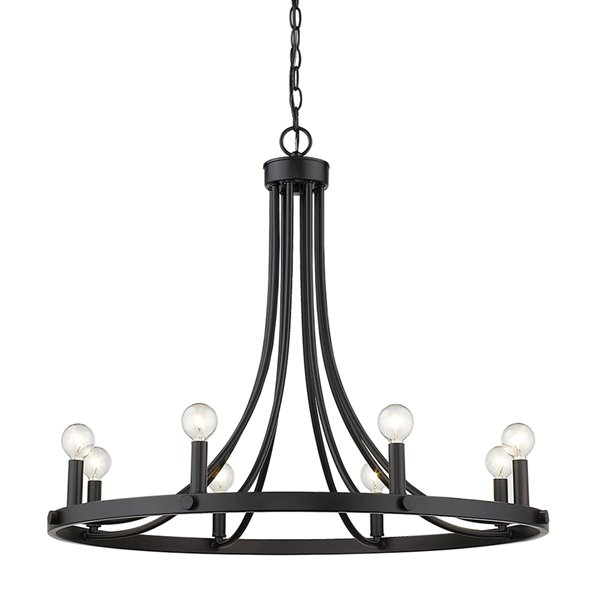 Lustre Sawyer de Acclaim Lighting à 8 lumières, fini noir mat