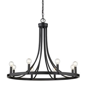 Lustre Sawyer de Acclaim Lighting à 8 lumières, fini noir mat