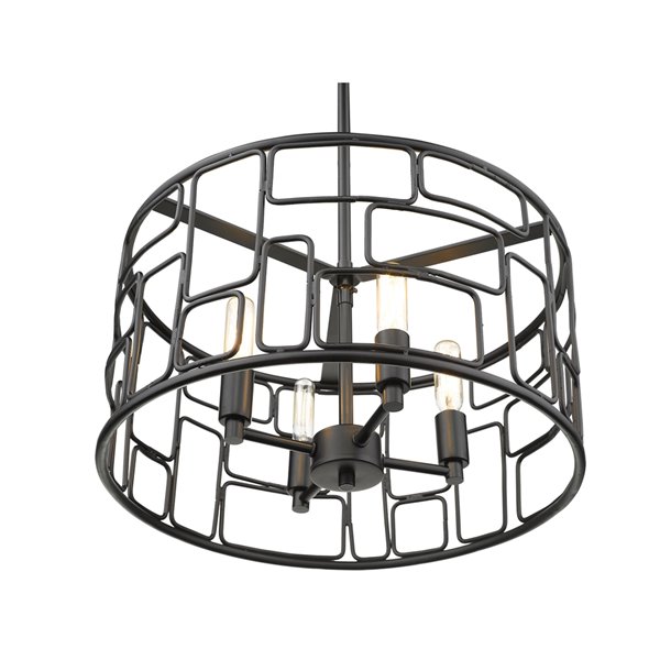 Luminaire suspendu convertible Amoret de Acclaim Lighting, 4 lumières, mat noir, 16 po