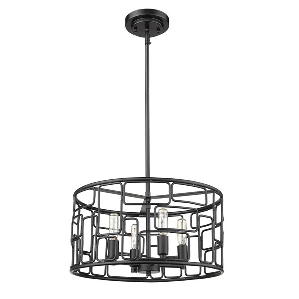 Luminaire suspendu convertible Amoret de Acclaim Lighting, 4 lumières, mat noir, 16 po