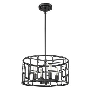 Luminaire suspendu convertible Amoret de Acclaim Lighting, 4 lumières, mat noir, 16 po