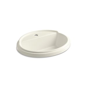 Lavabo encastré ovale avec trou unique de robinet Tresham, blanc cassé