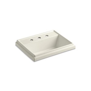 Lavabo encastré rectangulaire avec trous déployé de 8 po Tresham, blanc cassé