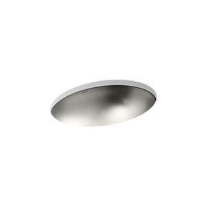 Lavabo de salle de bain en sous-surface elliptique Rhythm de KOHLER, 15 po, gris