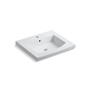 Meuble-lavabo courbé avec trou unique de robinet Persuade de KOHLER, blanc