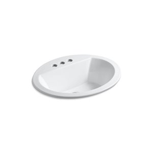 KOHLER Bryant Oval Drop-In Bathroom Sink with 4-in Faucet Holes - White