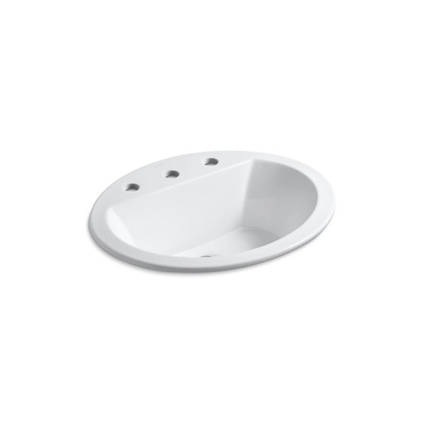 KOHLER Bryant Oval Drop-In Sink with 8-in Widespread Faucet Holes - White