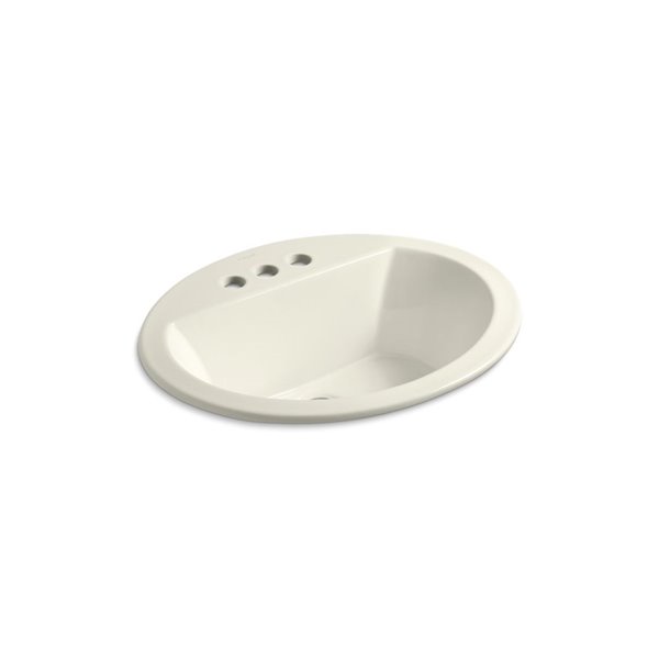 KOHLER Bryant Oval Drop-In Sink with 4-in Centerset Faucet Holes - Off-White