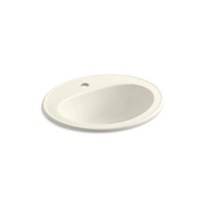 Lavabo encastré avec trou unique de robinet Pennington de KOHLER, blanc cassé