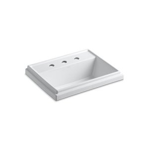 Lavabo encastré rectangulaire avec trous déployé de 8 po KOHLER Tresham, blanc