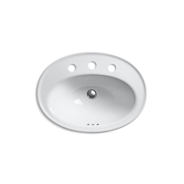 KOHLER Serif Drop-In Bathroom Sink with Widespread Faucet Holes - 16-in - White